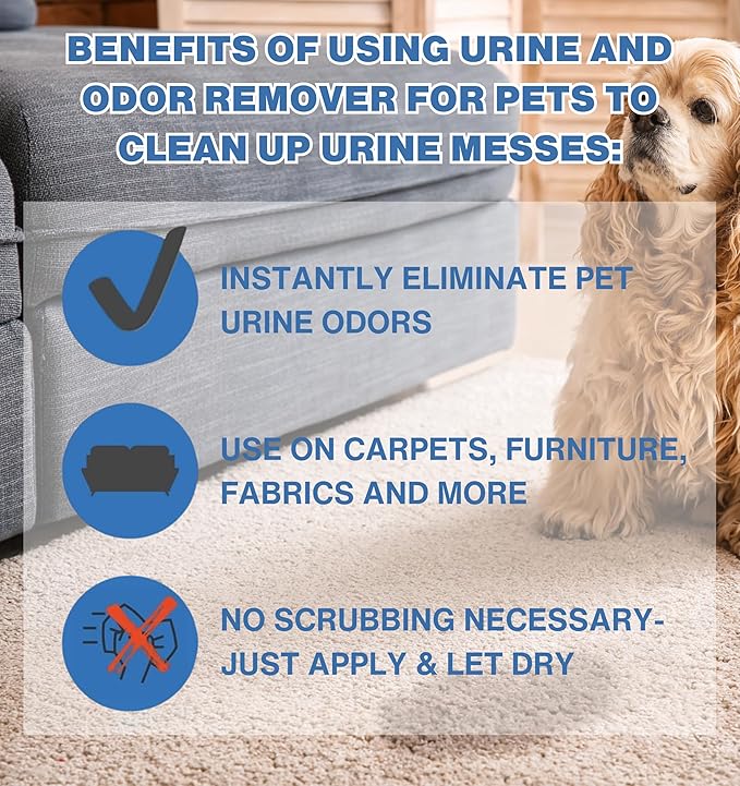 Instantly Pet Urine Odor Remover - Cleaner, Neutralizer, & Eliminator of Cat & Dog Pee Odor on Carpets, Rugs, Outdoor Rugs, Mattress, Floor, Etc. 32 oz. (1 Quart)