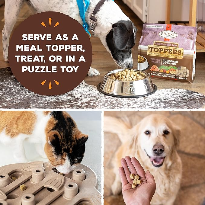 Primal Dog Food Toppers & Cat Food Toppers, Cupboard Cuts, Grain Free Meal Mixers with Probiotics, Raw Freeze Dried Dog Treats & Cat Treats, Great for Training (Beef, 18 oz)