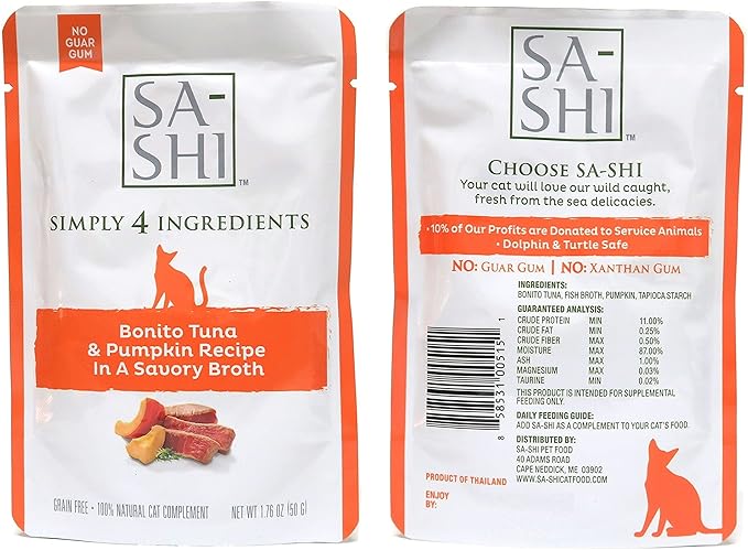 Sa-Shi Grain Free Wet Cat Food Pouches 1.76oz. Five Flavors (Variety Pack)
