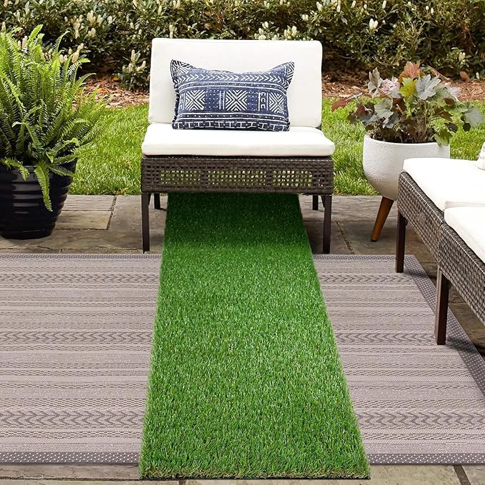 GLOBREEN 2X6 FT Artificial Turf Grass Runner Rug for Dogs, Thick Realistic Fake Grass for Patio, Balcony, Indoor Outdoor Puppy Potty Training Turf, with Drainage Hole