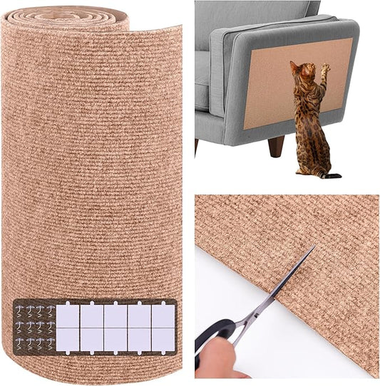 15.7'' x 39.3'' Cat Scratch Furniture Protector Adhesive Trimmable Cloth Couch Anti-Scratch Cover DIY Climb Couch Protector from Cat Claws, Covering Cat Tower, Replacement Pads，Beige