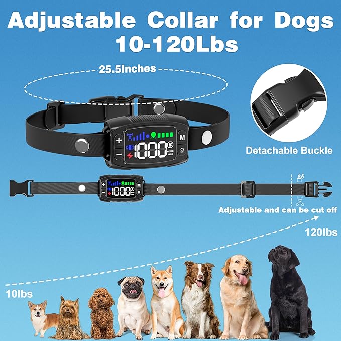 GPS Wireless Dog Fence System, Rechargeable Electric Fence for Dogs, IPX6 Waterproof Collar, Adjustable Warning, 33Yd-1000Yd Range, Pet Safe Outdoor Containment for Most Breeds