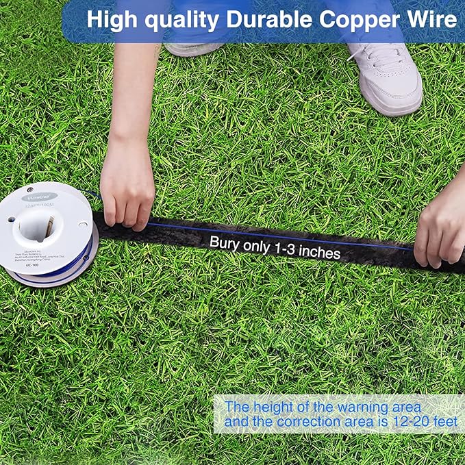 Basic In-Ground Pet Fence - Underground 2 Dogs Fence System, Electric Fence for 2 Dogs Training Collars for Dog Over 20lb, Wireless Electric Dog Fence System (2 Dog System)