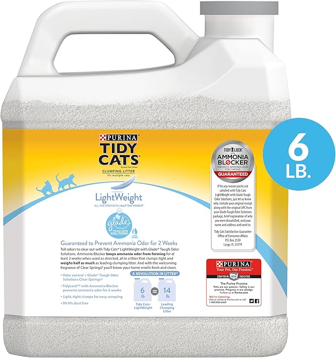 Purina Tidy Cats Light Weight, Low Dust, Clumping Cat Litter, LightWeight Glade Clear Springs Multi Cat Litter - 6 lb. Jug