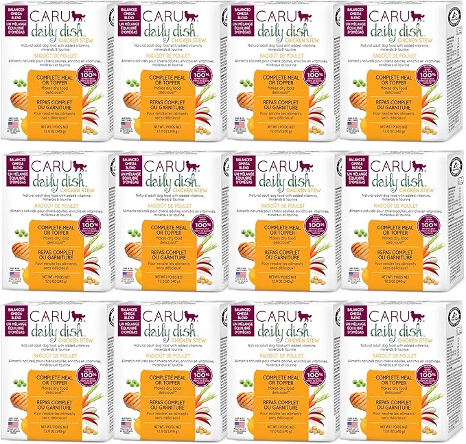Caru - Daily Dish Chicken Stew - For Dogs - Supports Overall Pet Health - Wet Dog Food/Meal Topper - Human Grade Ingredients - Grain, Corn & Soy Free - Non-GMO - Made in USA - 12 oz - Case of 12
