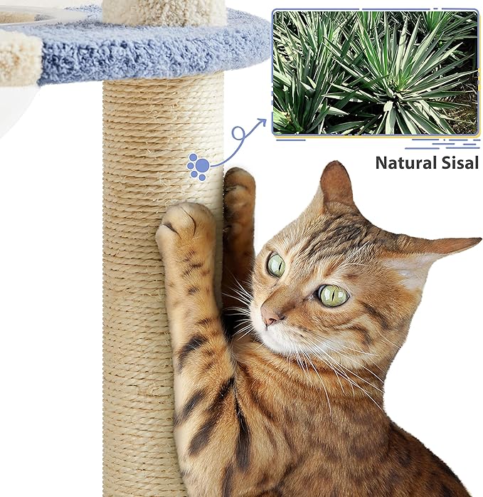 Yaheetech Cat Scratching Posts with Cat Bed, 35in Cat Scratcher with 2 Scratching Posts for Indoor Cats, Sisal Scratch Posts with Replaceable Ball for Kittens Adults Cats