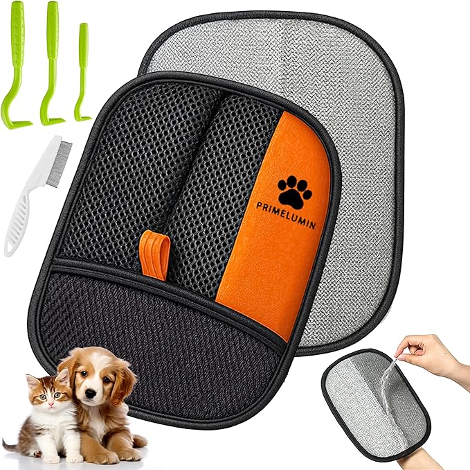 Pet Hair Remover Glove for Couch & Furniture – Reusable Electrostatic Dog & Cat Fur Remover for Sofa, Upholstery, Carpet & Car Seats – Washable Pet Hair Cleaning Tool for Pet Owners