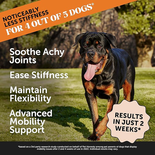 Pet Honesty Hip & Joint Health Max Strength – Dog Joint Support Chews with Glucosamine Chondroitin & Omega-3s – Joint Supplement for Dogs to Support Mobility, Flexibility & Comfort – Bacon (90 ct)
