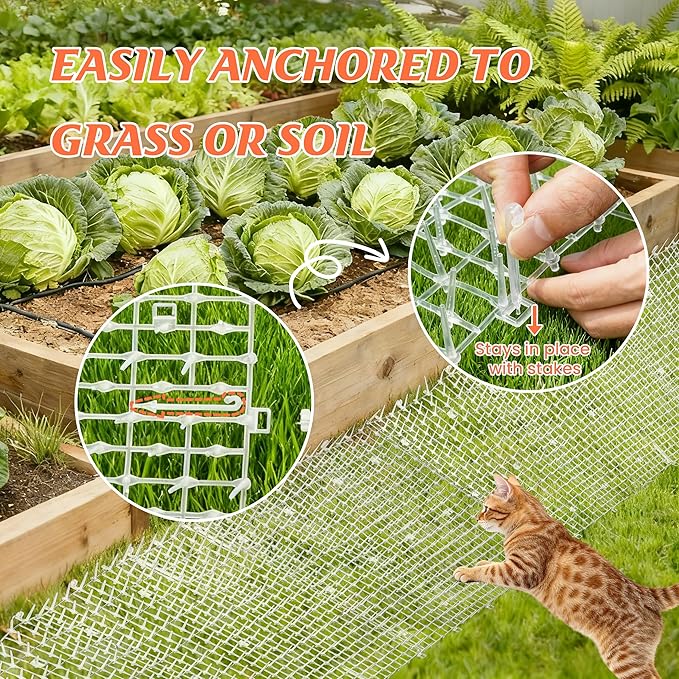 Transparent Cat Scat Mat with Spikes, 6.5FT Clear Cat Deterrent Mat for Sofa, Windowsill, Balcony & Garden, Cuttable Indoor Outdoor Pet Repellent Mat, 78 x 11 Inch