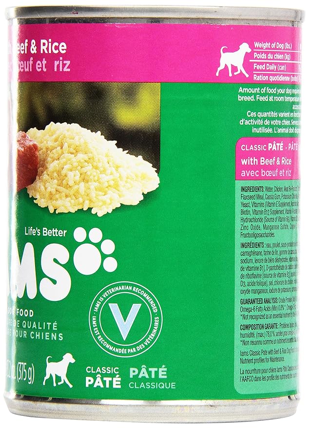Iams, Premium Dog Food, Beef & Rice Entree, 13.2 oz